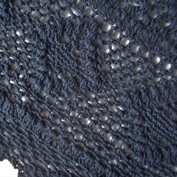 Crochet Lace Cotton Navy Blue Layered Swing Skirt - Picture 5 of 7